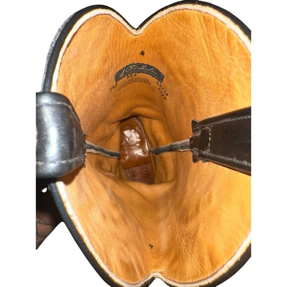 VTG J. Chisholm Western Cowboy Boots Red & Black Snakeskin Mens 9.5D USA 43535 - Picture 12 of 16